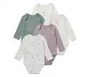Bild 1 von 5 Baby-Bodys mit Mitwachsfunktion, weiß/rosa/grün