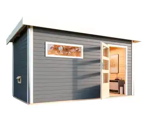 Karibu-Saunahaus »Logan 3« mit Fronteinstieg, inkl. 9kW-Bio-Kombiofen, Außenmaß ca. 396 x 231 cm