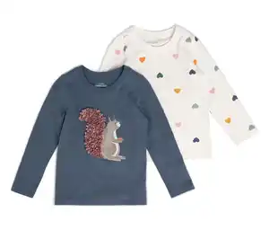 2 Kinder Langarmshirts, Eichhörnchen