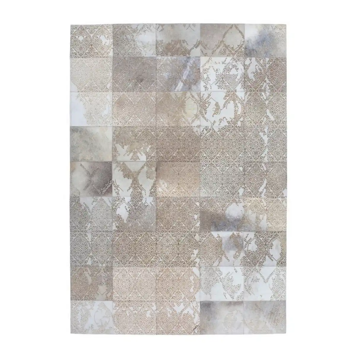 Bild 1 von Novel Flachwebeteppich, Silber, Textil, Leder, Echtleder, Rindleder, Used look, rechteckig, 200x300 cm, pflegeleicht, Teppiche & Böden, Teppiche, Webteppiche