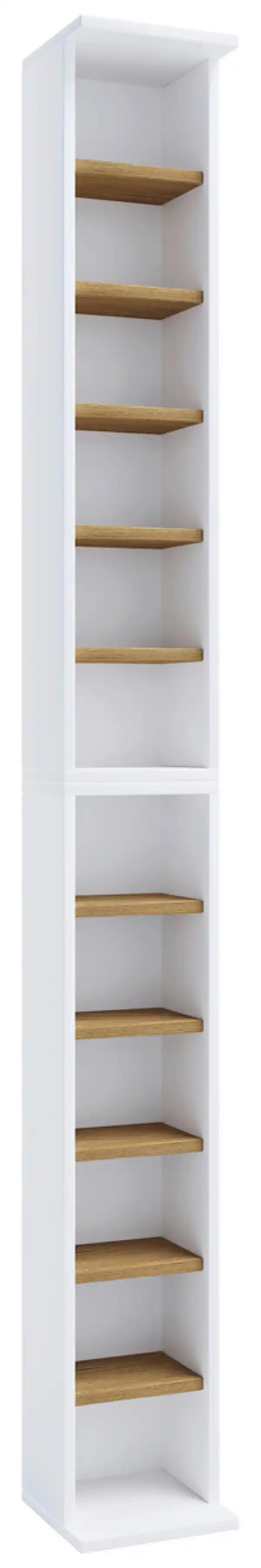 Bild 1 von CD-Regal Bigol ca. 21x180 cm Weiß/Eiche, Weiß, Honigeiche