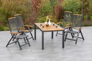 Gartentisch Tilos Akaziefarben Echtholz ca. 150x90x75cm, Schwarz, Akaziefarben