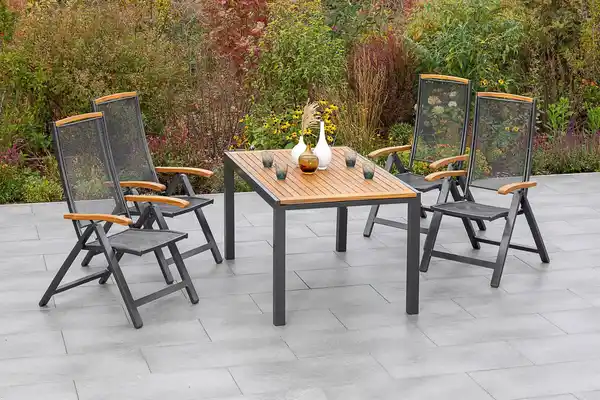 Bild 1 von Gartentisch Tilos Akaziefarben Echtholz ca. 150x90x75cm, Schwarz, Akaziefarben