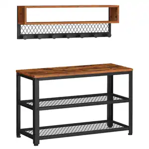 Mid.you Garderobe, Schwarz, Dunkelbraun, Metall, Holzwerkstoff, 2-teilig, 73x45.5x30 cm, Garderobe, Garderoben-Sets & Serien
