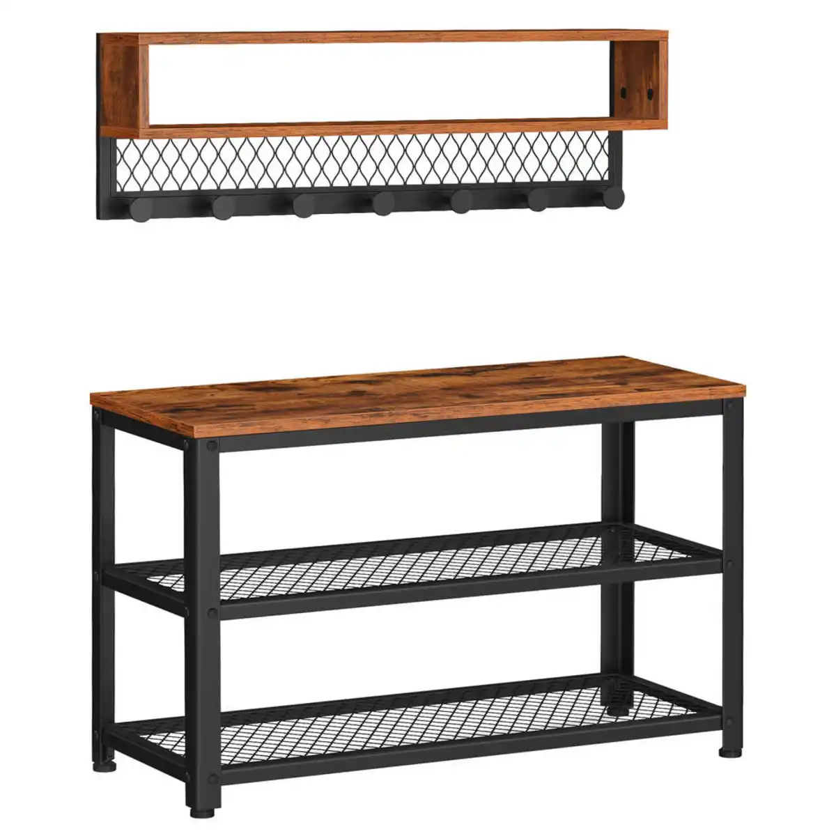 Bild 1 von Mid.you Garderobe, Schwarz, Dunkelbraun, Metall, Holzwerkstoff, 2-teilig, 73x45.5x30 cm, Garderobe, Garderoben-Sets & Serien