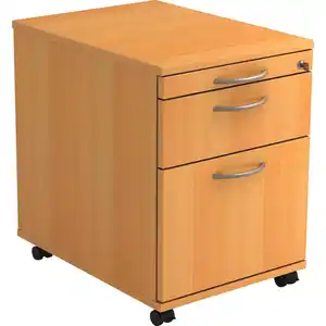 Venda Rollcontainer, Buche, Metall, 3 Schubladen, 42.8x59x58 cm, Fsc, DIN EN ISO 14001, Beimöbel erhältlich, Arbeitszimmer, Container, Rollcontainer