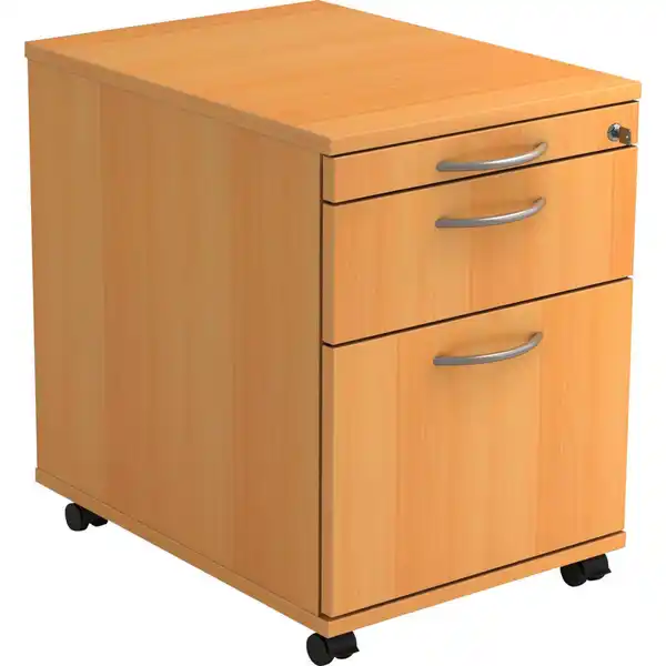 Bild 1 von Venda Rollcontainer, Buche, Metall, 3 Schubladen, 42.8x59x58 cm, Fsc, DIN EN ISO 14001, Beimöbel erhältlich, Arbeitszimmer, Container, Rollcontainer