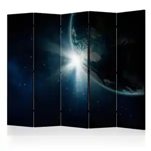artgeist Paravent, Blau, Schwarz, Holz, Textil, Kiefer, massiv, Weltall, 225x172x3 cm, Motiv auf Vorder- und Rückseite, Wohnzimmer, Raumteiler & Paravents, Paravents