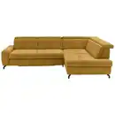 Bild 1 von Beldomo Style Ecksofa, Currygelb, Textil, 3-Sitzer, Ottomane rechts, L-Form, 310x220 cm, Fußauswahl, Lederauswahl, Stoffauswahl, planbar, seitenverkehrt erhältlich, Bettfunktion Hocker Rücken echt