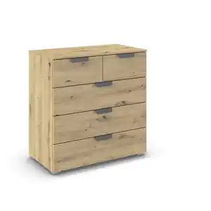 Carryhome Kommode, Metall, 5 Schubladen, 80x81x42 cm, Blauer Engel, Goldenes M, Made in Germany, in verschiedenen Holzdekoren erhältlich, Garderobe, Garderoben Kommoden