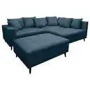 Bild 1 von Mid.you Ecksofa, Dunkelblau, Textil, Birke, 3-Sitzer, Füllung: Schaumstoffflocken,Schaumstoffflocken, Ottomane rechts, L-Form, 247x174 cm, Made in EU, Armteil links, Rücken echt, Wohnzimmer, Sofas
