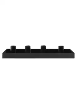 Dekotablett mit Kerzenhaltern, schwarz
