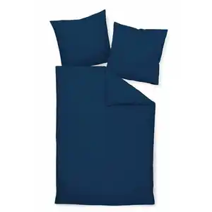 Janine Bettwäsche, Blau, Textil, Uni, 135x200 cm, Textiles Vertrauen - Oeko-Tex®, schadstoffgeprüft, bügelleicht, atmungsaktiv, Schlaftextilien, Bettwäsche, Bettwäsche, Seersucker-Bettwäsche