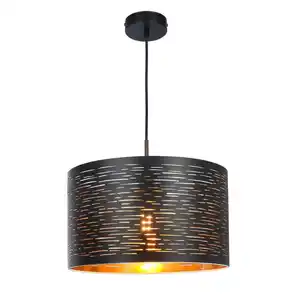 Globo Hängeleuchte Tunno, Schwarz, Gold, Metall, Kunststoff, 120 cm, Lampen & Leuchten, Innenbeleuchtung, Hängelampen