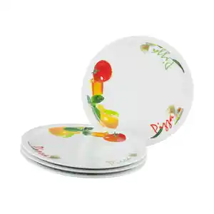 Creatable Pizzateller Milano Pizza, Mehrfarbig, Keramik, 4-teilig, rund, lebensmittelecht, stapelbar, Essen & Trinken, Geschirr, Teller, Pizzateller