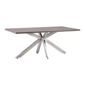 Esstisch Ilias Walnussfarben MDF ca. 180x90 cm, Silberfarben, Walnussfarben