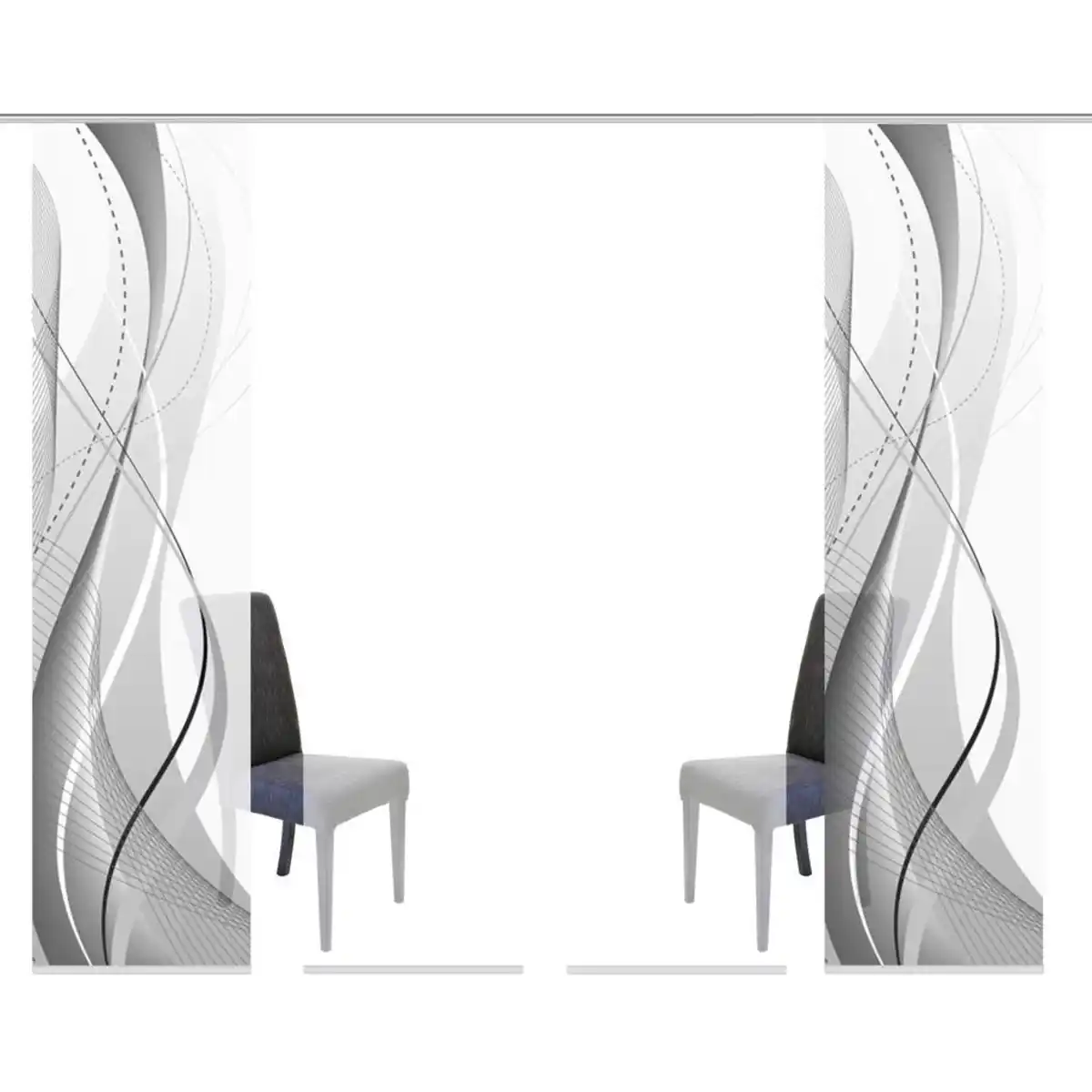 Bild 1 von Xxxl Flächenvorhang Carlisle, Grau, Textil, Wellen, 4x60x245 cm, Seidenoptik, mit Paneelwagen, Wohntextilien, Gardinen & Vorhänge, Schiebegardinen