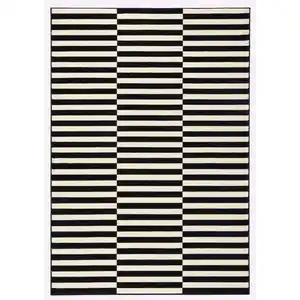 Xxxl Flachwebeteppich Gloria, Creme, Schwarz, Kunststoff, Streifen, rechteckig, 80x150 cm, Oeko-Tex® Standard 100, in verschiedenen Größen erhältlich, pflegeleicht, strapazierfähig, leicht zusam
