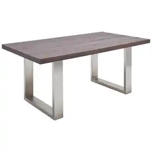 Novel Esstisch, Eiche, Edelstahl, Holz, Metall, Eiche, massiv, rechteckig, U-Form, 100x77x200 cm, in verschiedenen Größen erhältlich, Esszimmer, Tische, Esstische