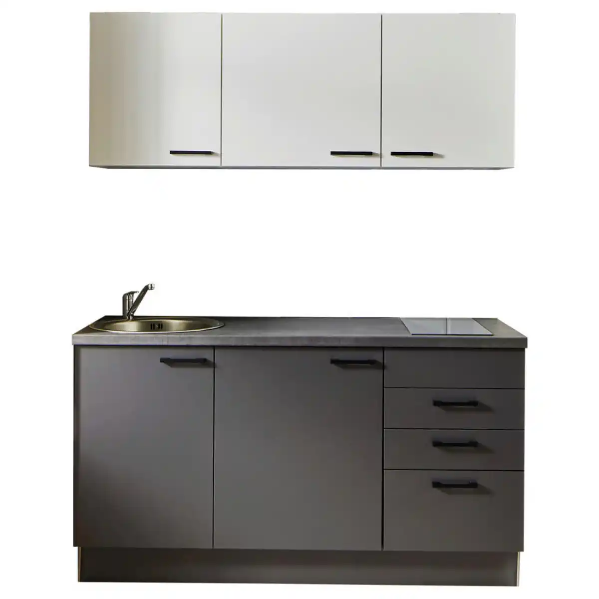 Bild 1 von Pino Küchenleerblock PN 80, Graphit, Weiß, Metall, 3 Schubladen, nur wie online abgebildet bestellbar, 160 cm, seitenverkehrt erhältlich, vormontierter Korpus, Küchen, Küchenzeilen & Küchenblö