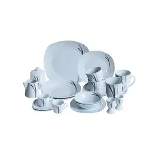 Van Well Kombiservice Alaska, Grau, Schwarz, Weiß, Keramik, 62-teilig, 180 ml,180 ml,230 ml,280 ml,100 ml,330 ml, Essen & Trinken, Geschirr, Geschirr-Sets, Kombiservice