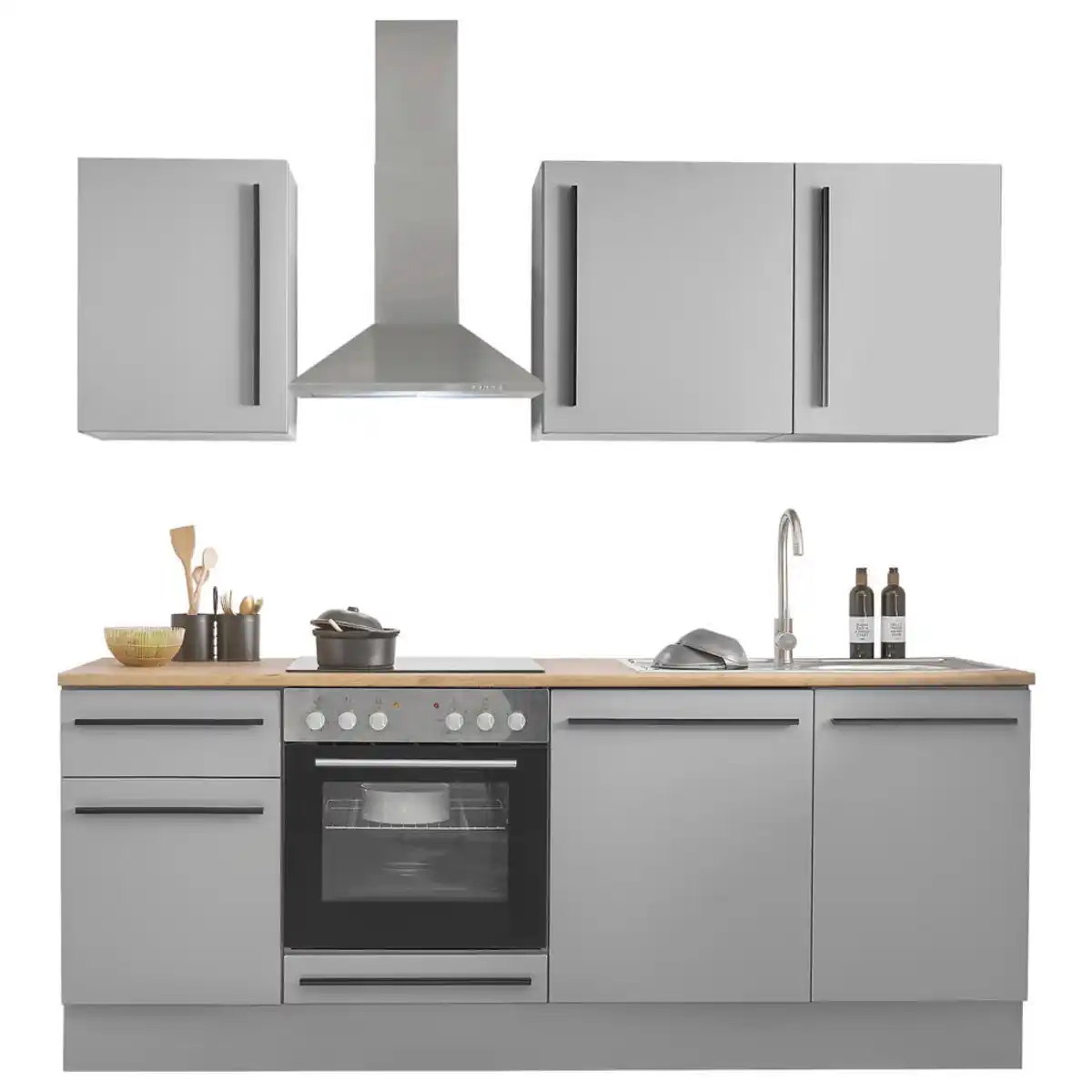 Bild 1 von Mid.you Küchenleerblock, Grau, Eiche, Kunststoff, 1 Schubladen, einmalig seitenverkehrt montierbar, nur wie online abgebildet bestellbar, 220 cm, höhenverstellbare Füße, Küchen, Küchenzeilen &