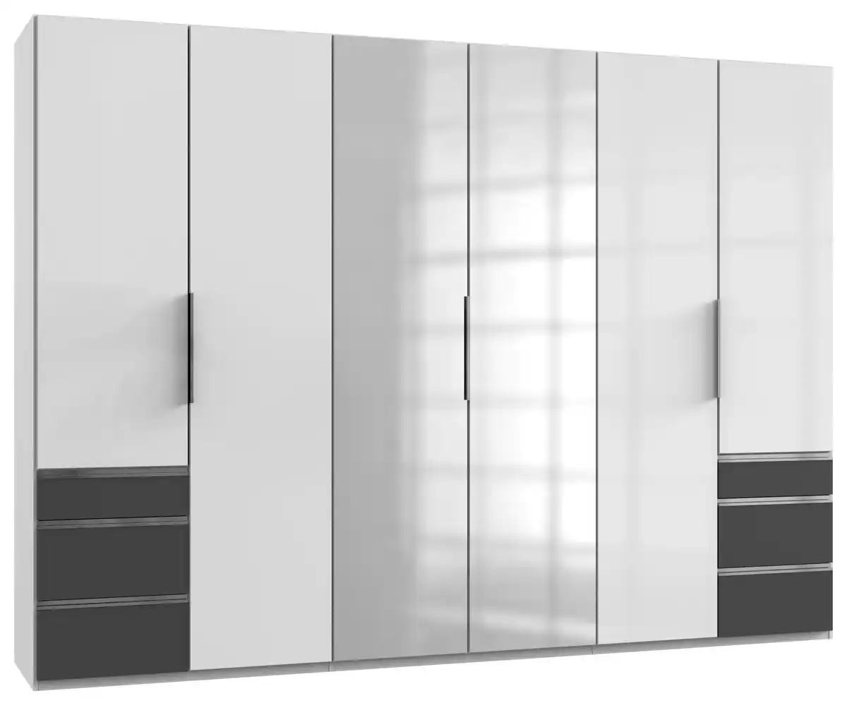 Bild 1 von Drehtürenschrank Level 36D ca. 300 cm Graphitfarben/Weiß, Graphitfarben, Weiß Hochglanz