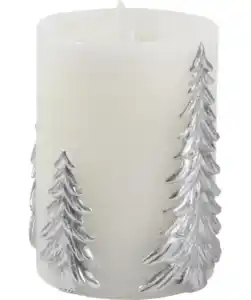 LED-Echtwachskerze Weihnachten, silber