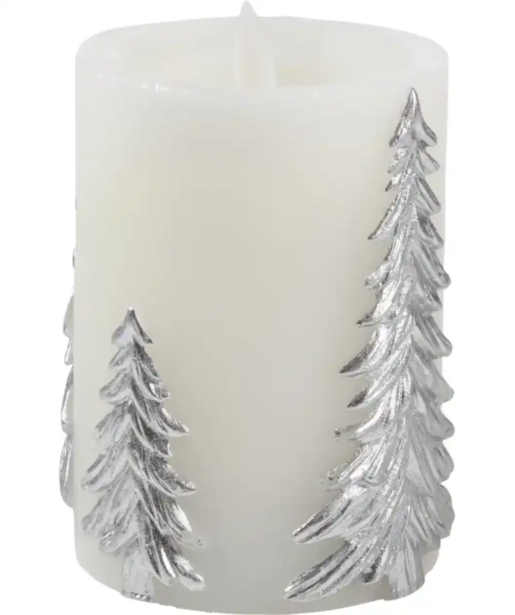 Bild 1 von LED-Echtwachskerze Weihnachten, silber