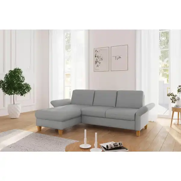 Bild 1 von Sit & More Ecksofa Rochelle E, Hellgrau, Textil, Buche, massiv, 4,5-Sitzer, Ottomane links, L-Form, 251x164 cm, Goldenes M, Oeko-Tex® Standard 100, Made in Europe, DGM-Klimapakt, Schlafen auf Sitzh