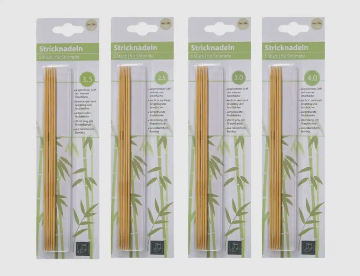 Bild 1 von Strumpfstricknadeln Bambus 5er Pack