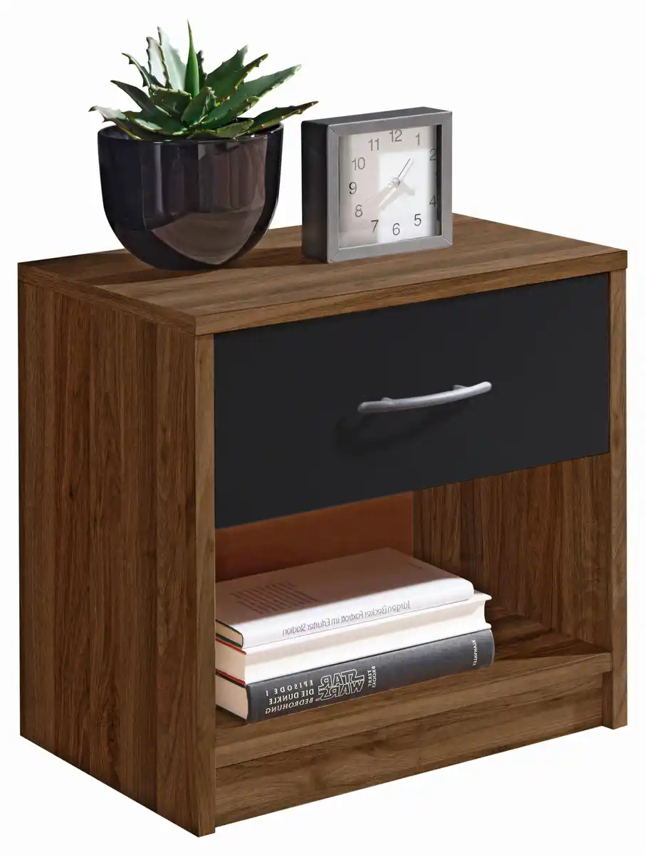 Bild 1 von Nachtkästchen Fair Schwarz/Nussbaumfarben, Schwarz, Nussbaumfarben