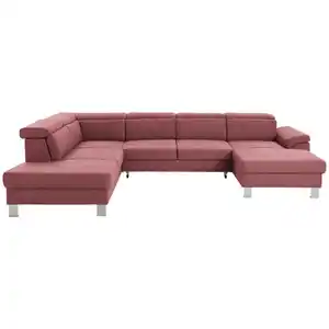 Xora Wohnlandschaft, Hellrot, Textil, 5-Sitzer, U-Form, 320x226 cm, Stoffauswahl, seitenverkehrt erhältlich, Hocker Rücken echt, Wohnzimmer, Sofas & Couches, Wohnlandschaften, Wohnlandschaften in U