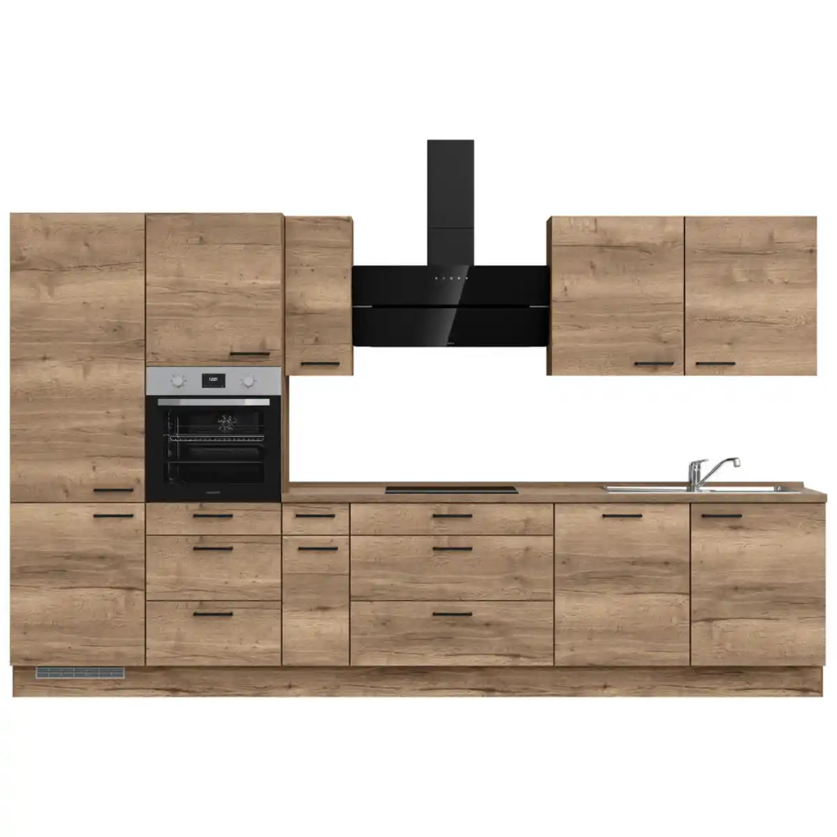 Bild 1 von Nobilia Küchenleerblock Structura, Eiche dunkel, Metall, nur wie online abgebildet bestellbar, 360 cm, Blauer Engel, Pefc, Goldenes M, Made in Germany, DGM-Klimapakt, seitenverkehrt erhältlich, vor