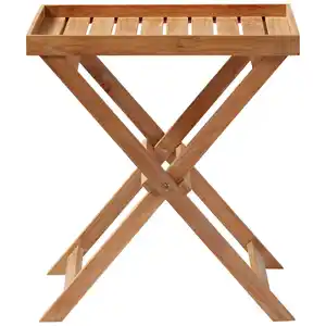 Mid.you Tabletttisch, Teak, Holz, Teakholz, rechteckig, X-Form, 40x65x60 cm, Wohnzimmer, Wohnzimmertische, Beistelltische
