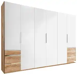 Drehtürenschrank Level 36A ca. 300x216x58 cm Weiß/Eiche, Weiß, Eichefarben