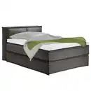 Bild 1 von home24 Boxspringbett, Anthrazit, Textil, H3, 7-Zonen, Höhe ca. 24 cm, 140x200 cm, gepolstertes Kopfteil, Topper durchgehend, Partnermatratze mit durchgehendem Bezug, Schlafzimmer, Betten, Boxspringb