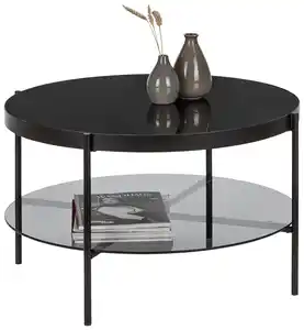 Couchtisch Aiko in Schwarz Rund, Schwarz