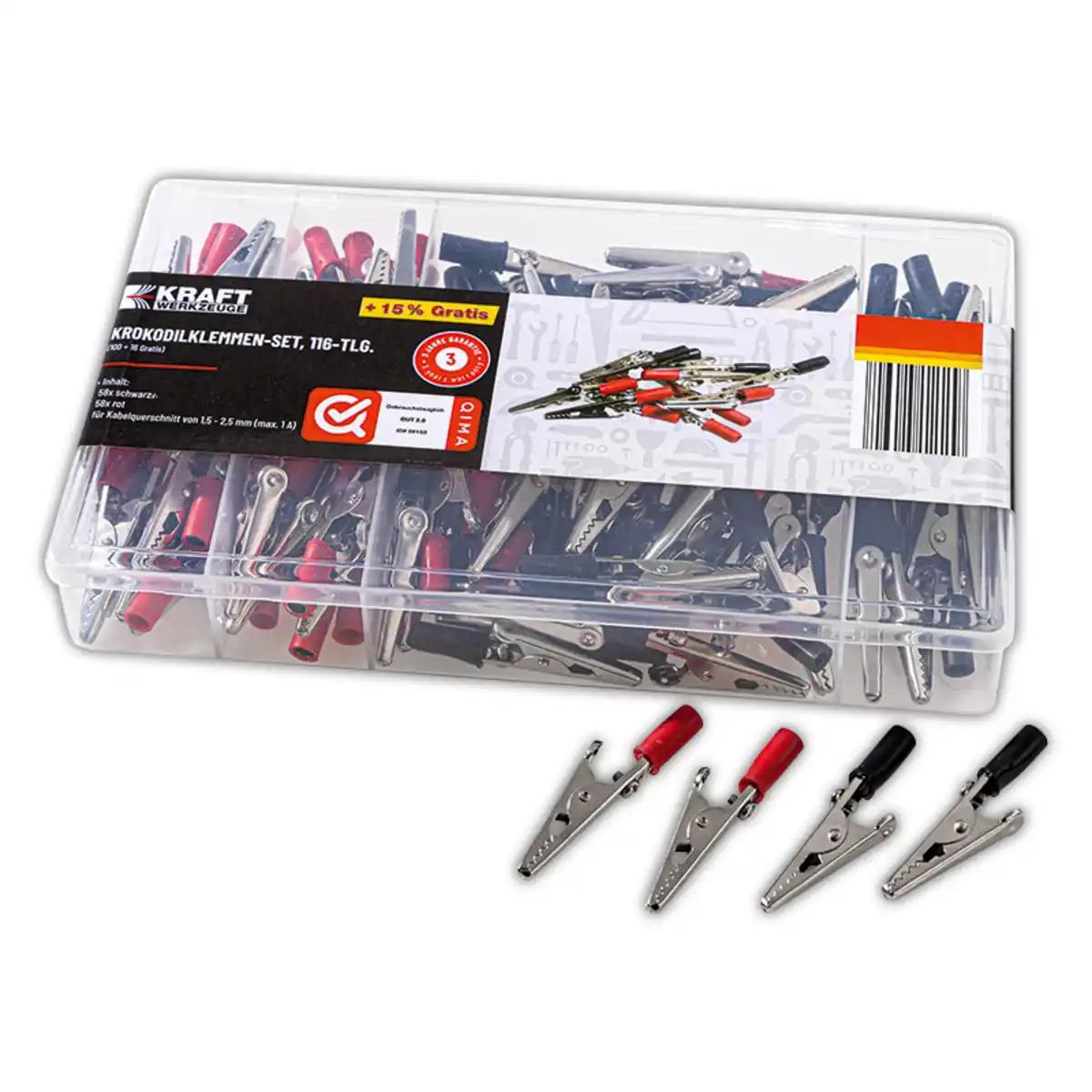 Bild 1 von Kraft Werkzeuge Krokodilklemmen-Set 116tlg.