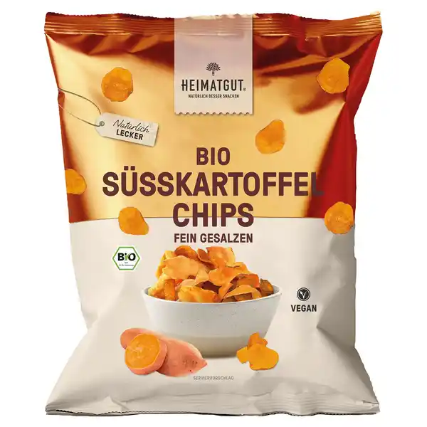 Bild 1 von HEIMATGUT Bio Gemüse-/Süßkartoffeln, Salz, Süßkartoffel Chips