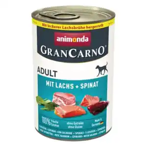 animonda GranCarno Original Nassfutter Hund Adult, Lachs und Spinat 6x400 g