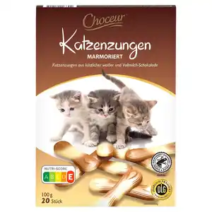 CHOCEUR Katzenzungen 100 g, Vollmilch und weiße Schokolade