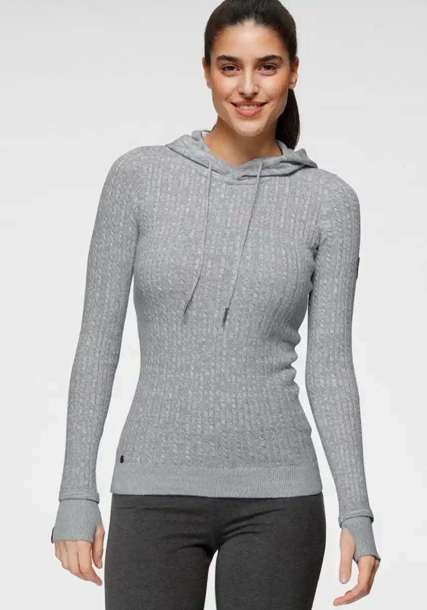 Bild 1 von KangaROOS Kapuzenpullover im feinen Zopf-Strick-Design