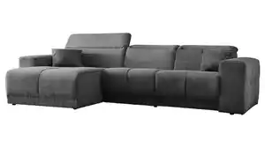 Ecksofa Cord grau 302 x 167 cm mit Relaxfunktion - TONI