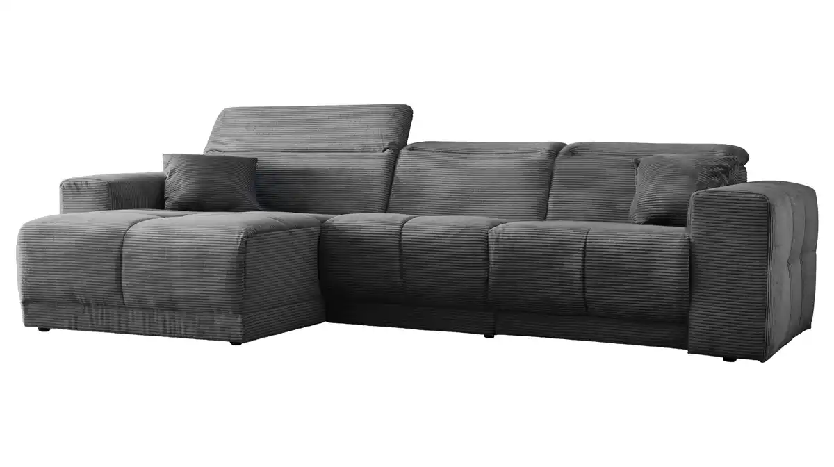Bild 1 von Ecksofa Cord grau 302 x 167 cm mit Relaxfunktion - TONI