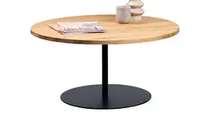 Couchtisch rund Wildeiche massiv geölt 80 x 80 cm - LANDARO