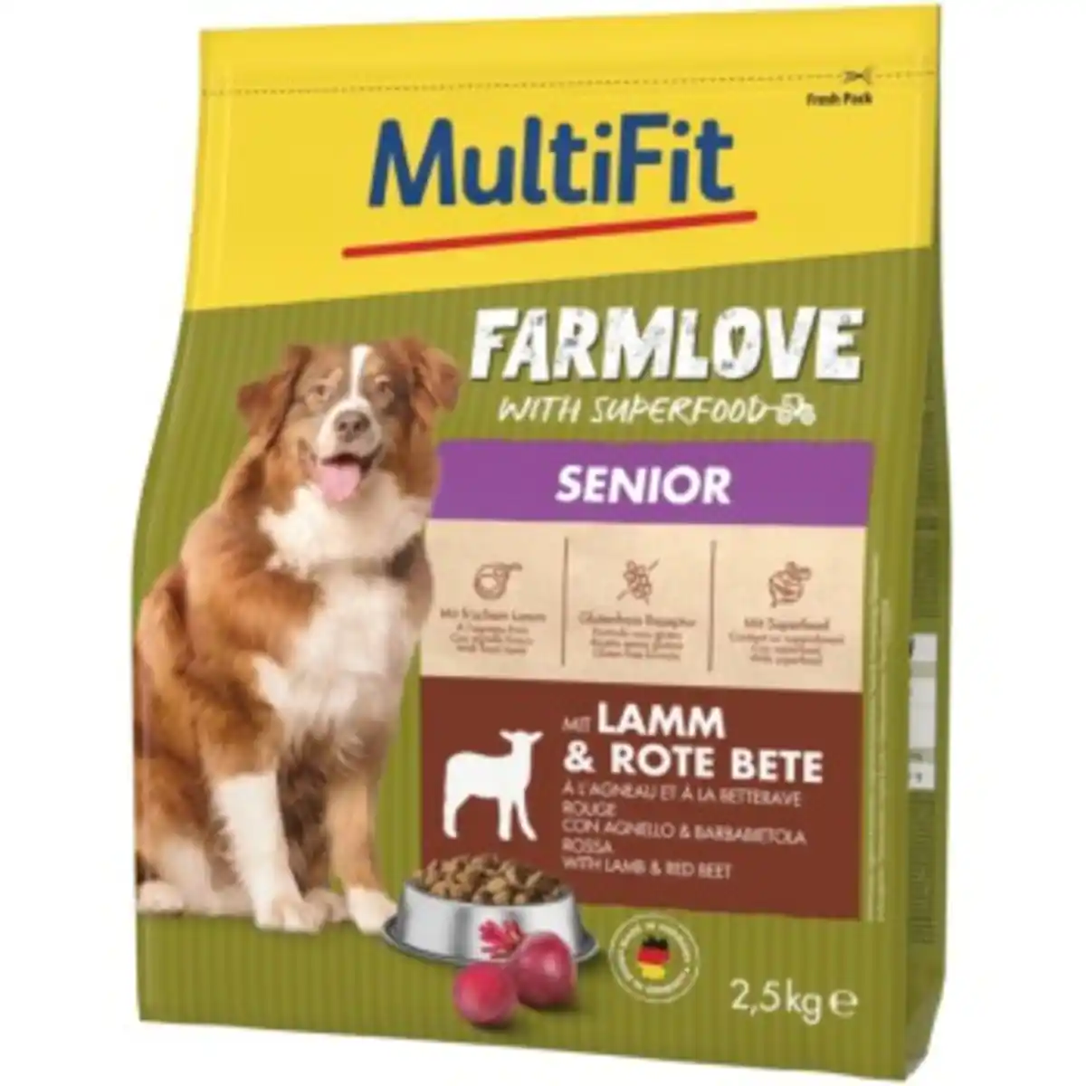 Bild 1 von MultiFit Farmlove Trockenfutter Hund Senior, mit Lamm & Rote Beete 2,5 kg