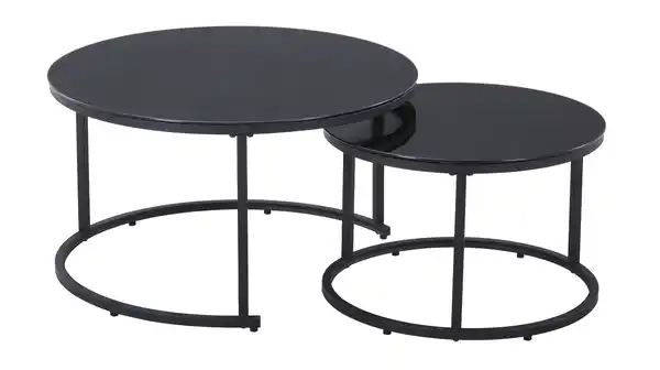 Bild 1 von Couchtisch 2er-Set Glasplatte schwarz - 80 cm - 60 cm - ROBERTO