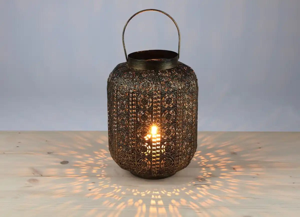 Bild 1 von Metall-Laterne Oriental 18x25cm Antik Gold-Schwarz
