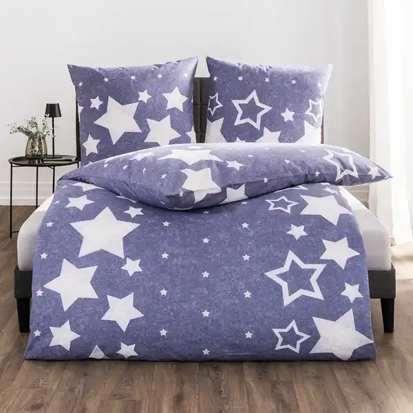 Bild 2 von Feinbiber-Bettwäsche "Sterne" - ca. 135 x 200 cm
